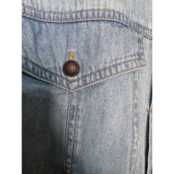 VTG Y2K LizWear Shirt Adult Medium Blue Denim Button up Women - Picture 3 of 4